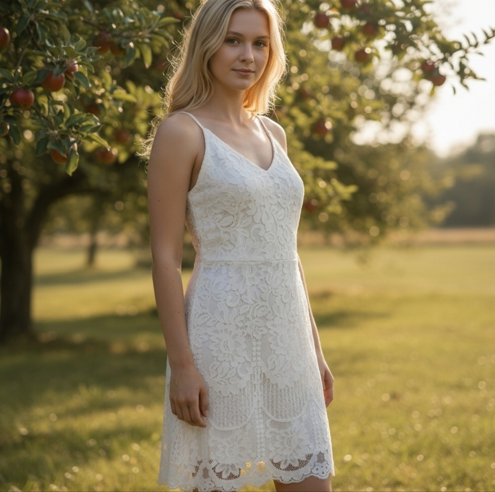 MSLG White Lace Dress - Size Large - NWT